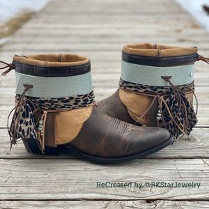 Sz 11 Dark Brown Distressed Cowgirl Ankle Bootie